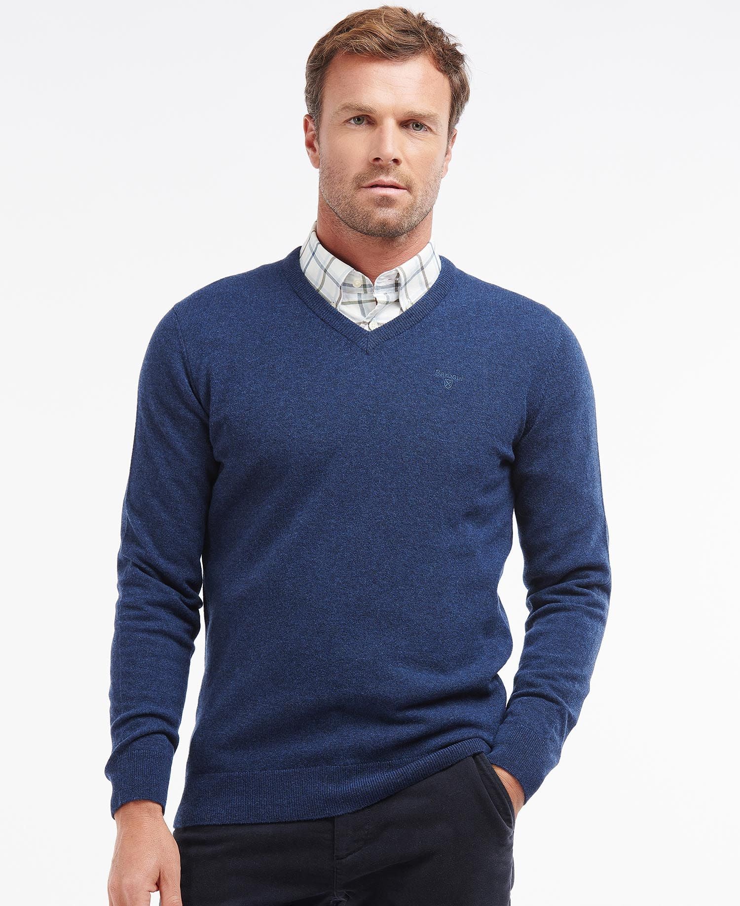 Essential Lambswool V Neck Jumper Deep Blue