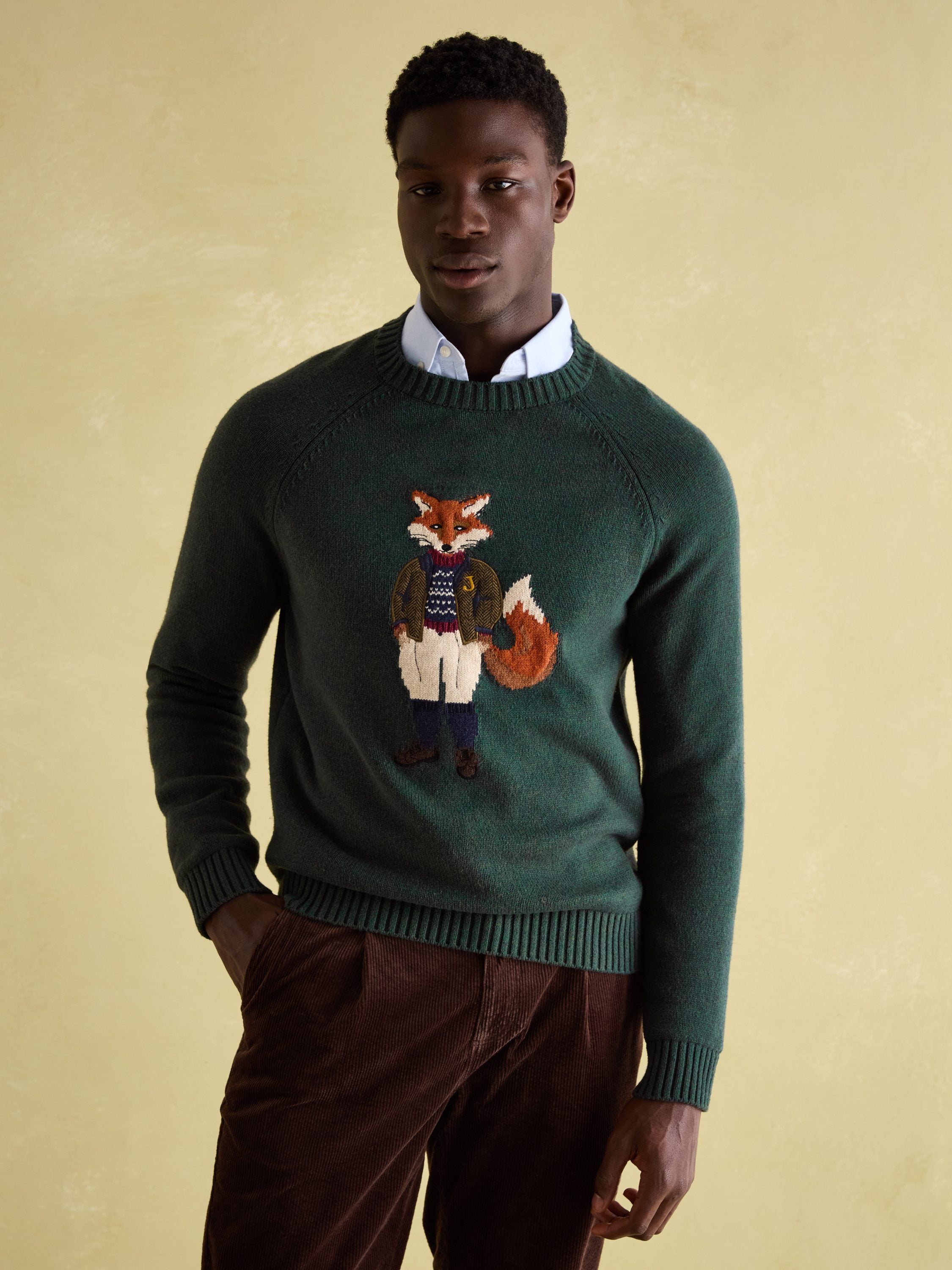 Joules knitwear fox sweater best sale